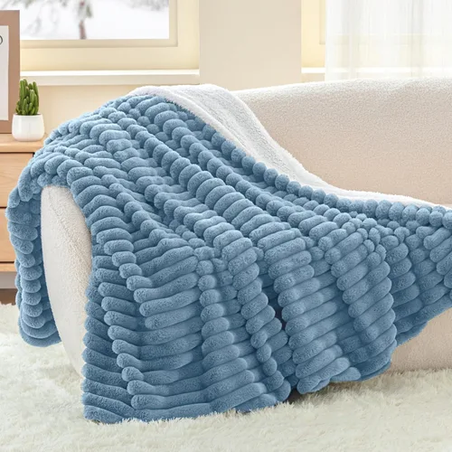 Miniatura 19 de INFIIXSO Manta de forro polar Sherpa tamaño Queen – Forro polar a rayas súper suave y cálido, acogedora manta de cama grande de felpa mullida