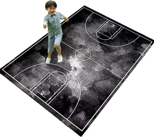 Miniatura 18 de Alfombra de campo de fútbol infantil de 2.6 x 4 pies para dormitorio de niños, alfombra de campo de fútbol verde antideslizante, alfombra