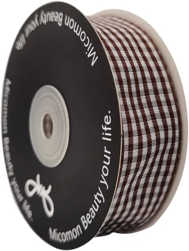 Miniatura 2 de Cinta de cuadros a cuadros vichy marrón 25 yardas cada rollo 100% poliéster (1 pulgada, marrón)
