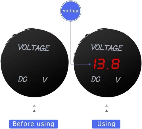 Miniatura 4 de ZYTC Mini voltímetro impermeable con pantalla digital LED, medidor de voltaje DC 12V-24V universal para coche/motocicleta/camión (azul)