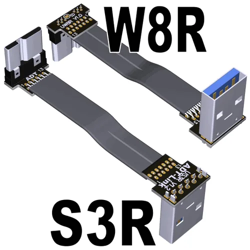 Miniatura 17 de ADT-Link USB 3.0 Tipo A macho a Micro-B Macho Cinta plana EMI Blindaje Cable plano FPC USB 3.0 Micro B Conector de ángulo de 90 grados hacia arriba
