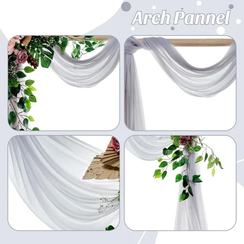 Miniatura 5 de MDS Paquete de 1 panel de cortina de arco de boda (30 pulgadas de ancho x 30 pies de largo) tela de gasa transparente para boda, ceremonia, Gris frío
