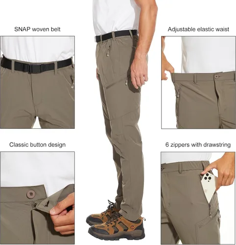 Miniatura 3 de Arunlluta Pantalones de senderismo para hombre, pantalones de viaje para senderismo, resistentes al agua, pantalones de trabajo para hombre