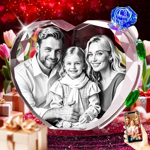 Miniatura 15 de QPCBEBY Foto de cristal 3D con rosa de cristal rojo, regalos personalizados para el día de la madre para mamá, esposa, mujer, ella, novia, pareja
