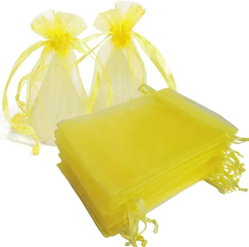 Miniatura 29 de Bolsas de regalo de organza de 5 x 7 pulgadas con cordón para joyas, dulces, flores de lavanda secas, 100 bolsitas rojas, bolsa de malla de tela