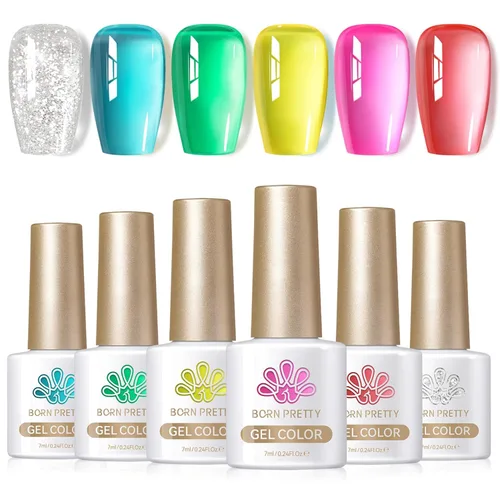 Miniatura 24 de Born Pretty Esmalte de uñas de gel de color ámbar cristal marrón naranja burdeos rojo negro para otoño e invierno, esmalte de uñas transparente