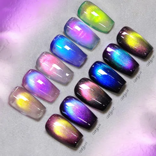 Miniatura 25 de Born Pretty - Esmalte de uñas en gel magnético Cat, set de esmalte de uñas de gel brillante retro magnético de 6 colores, kit de esmalte de uñas Oda