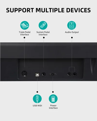 Miniatura 7 de AODSK - Piano digital de 88 teclas con teclado pesado de tamaño completo, con soporte U portátil y estable, teclado pesado de tamaño completo