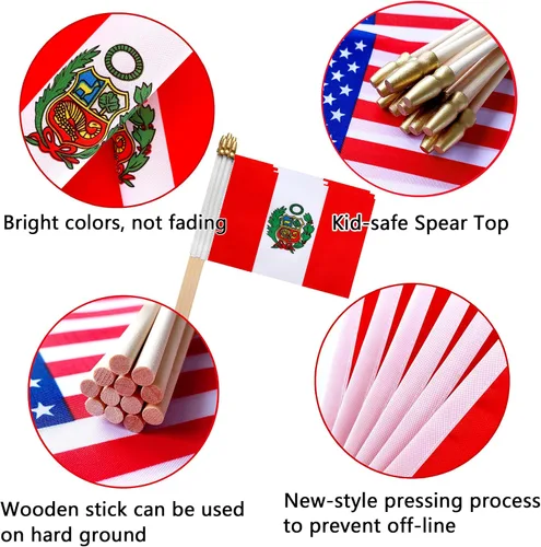 Miniatura 4 de TSMD Mini banderas de mano con bandera peruana, 5 x 8 pulgadas, paquete de 12