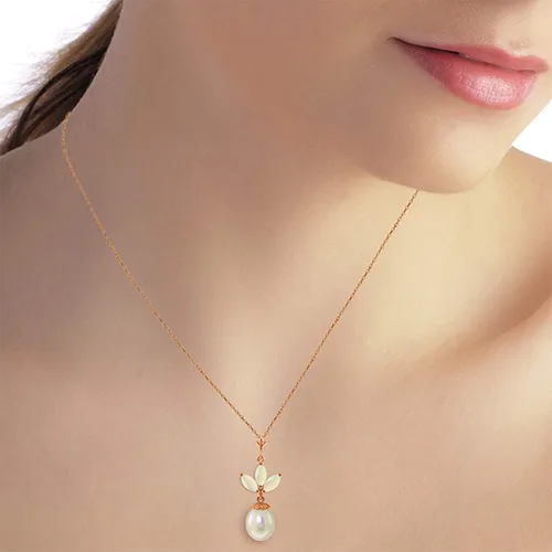 Miniatura 2 de Galaxy Gold GG Collar de oro rosa amarillo, blanco de 14k con perlas cultivadas en agua dulce y ópalos