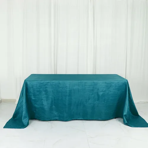 Miniatura 37 de Tableclothsfactory Mantel rectangular de tafetán arrugado de acordeón azul polvoriento, de 60 x 102 pulgadas, perfecto para ceremonias de boda