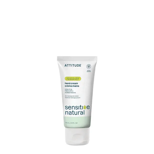 ATTITUDE Crema de manos para pieles sensibles con avena, verificada por EWG, dermatológicamente probada, vegana, aroma a manzana fresca, 2.5 onzas