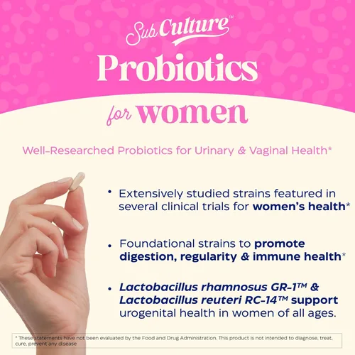 Miniatura 2 de Enzymedica SubCulture - Probióticos para mujeres, 50 mil millones de UFC, para la salud vaginal y urinaria, apoyo inmune y digestivo, 30 cápsulas