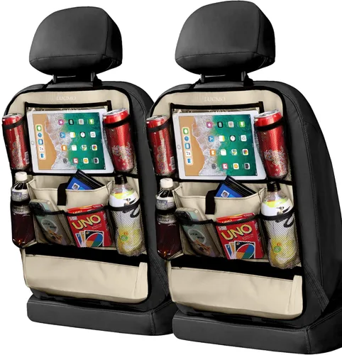 Miniatura 8 de LUCMO Organizador de asiento trasero de coche con soporte para tableta - 2 piezas, organizador de almacenamiento de coche con 6 bolsillos