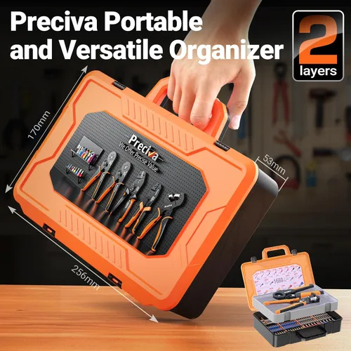 Miniatura 7 de Preciva Kit de herramientas de prensado de virola con pelacables, crimpadora hexagonal AWG 28-5 (0.08-16mm²) Terminales de virola de trinquete