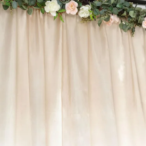 Miniatura 4 de Balsa Circle Cortina de satén beige de 8 x 10 pies, panel de fondo de fotografía de boda, fiesta, eventos, recepción, cabina de fotos, suministros