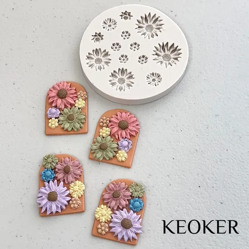 Miniatura 3 de KEOKER Moldes de arcilla polimérica de flores, moldes de arcilla en miniatura de margaritas para hacer joyas, decoración de aretes (flor pequeña)