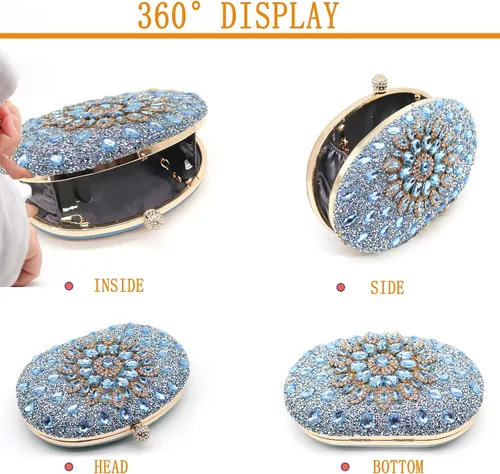 Miniatura 3 de Bolsos de mano de noche con diamantes de imitación para mujer, bolso de mano de boda, bolso de fiesta de novia, diamantes de graduación, bolsos