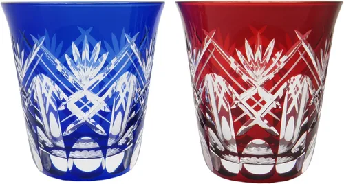 Miniatura 8 de すみだ江戸切子館 Sumida Edo Kirikokan KY-33 Edo Kiriko - Vaso de cristal Shochu (con caja de presentación), Kenyarai en capas (rojo), capacidad: aprox. 9.8