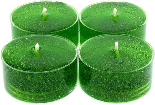 Miniatura 2 de Paquete de 24 velas de té transparentes sin perfume de color verde Kelly hasta 8 horas a base de aceite mineral para el hogar y eventos especiales