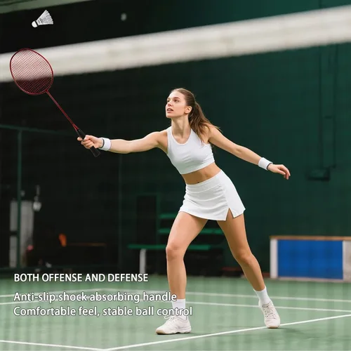 Miniatura 6 de Raquetas de bádminton, juego de raquetas de bádminton, ofensivas y defensivas, raqueta de entrenamiento profesional ultraligera de carbono compuesto