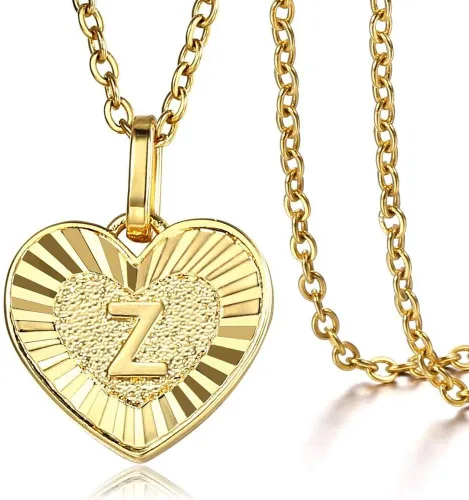 Trendsmax Collar con dije de letra inicial de la A a la Z, regalo para mujeres y niñas, chapado en oro, cadena de eslabones Rolo de acero