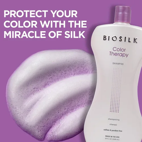 Miniatura 4 de BioSilk Champú y acondicionador de terapia de color, limpia y repone suavemente la humedad, sulfato, parabenos y libre de crueldad, 34 onzas