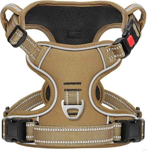 Miniatura 20 de Timos Arnés para perro de tamaño pequeño, arnés sin tirones para mascotas con cuello a presión bloqueable, chaleco reflectante para perro, sin