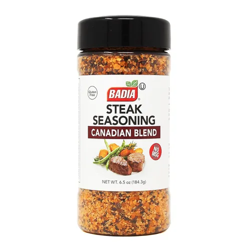 Badia Mezcla canadiense de condimento para bistec, 6.5 onzas – Mezcla de sal salada, ajo y especias con pimentón, ahumado para parrilla