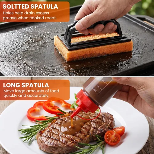 Miniatura 7 de Kit de accesorios para plancha, juego de 144 piezas de herramientas para plancha y parrilla para Blackstone y Camp Chef, juego profesional