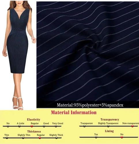 Miniatura 6 de VFSHOW Elegante vestido ajustado con cuello en V y cremallera frontal para mujer, ajustado, para trabajo, negocios, oficina, vestido tipo tubo
