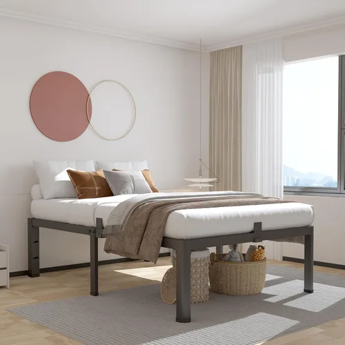 Miniatura 5 de ROIL Marcos de cama de 14 pulgadas con cabecera, tamaño individual XL, con agujeros para cabecero y patas de esquinas redondas, con sujetadores