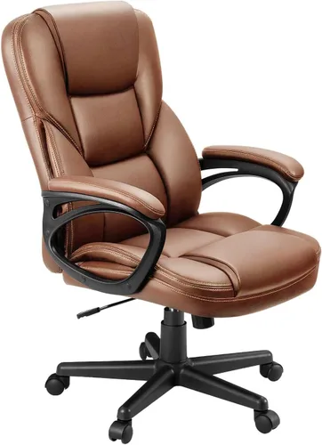 Miniatura 9 de Furmax Silla ejecutiva de oficina con respaldo alto, ajustable, silla de escritorio para el hogar, silla giratoria para computadora, de piel Negro