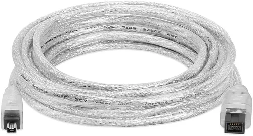 Cmple - Cable FireWire 800/Firewire 400 bilingüe de 15 pies - Cable Firewire de alta velocidad IEEE 1394 de 9 pines a 4 pines para MacBook Claro
