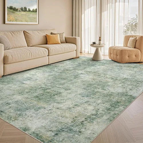Miniatura 49 de Tortania Alfombra redonda lavable de 5 pies para sala de estar: Alfombra moderna abstracta neutra grande suave y delgada – Alfombra antideslizante