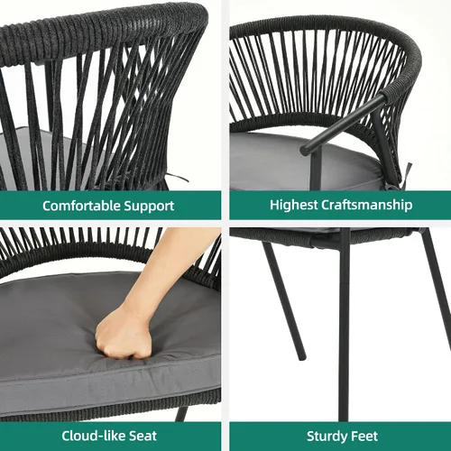 Miniatura 5 de YITAHOME Juego de 6 sillas de patio al aire libre, sillas de comedor apilables, mimbre de ratán, juego de muebles de patio al aire libre con cojín