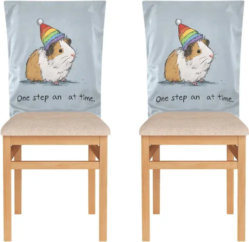 Rainbow Pig Cute Chair Covers for Party Soft for Home Dining Room Decor Set of 2 Decorative Living Room Chair Covers protectores de sillas para