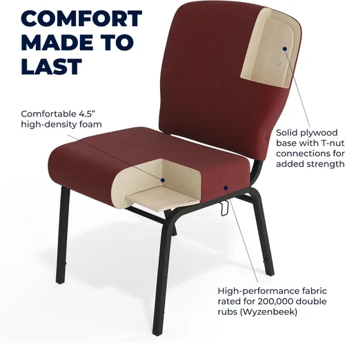 Miniatura 5 de Flash Furniture Advantage Signature Elite - Silla de iglesia granate, 20 pulgadas de ancho
