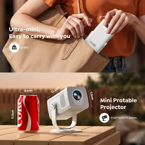 Miniatura 6 de Mini-proyector con WiFi6 y Bluetooth bidireccional 5.4, soporte 1080P 4K, [aplicaciones integradas y Android 14 2026] Proyector de película portátil