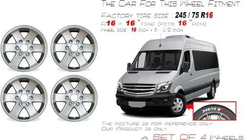 Miniatura 2 de Nuevo juego de llantas de aleación de 16" 16x6.5 pulgadas para Mercedes-Benz Sprinter 1500 2500 2010–2024 Llanta de repuesto de diseño OEM