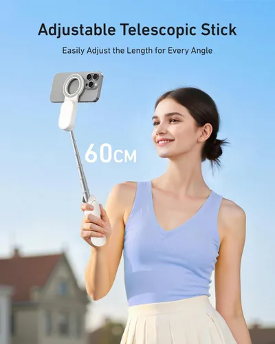Miniatura 4 de TELESIN Trípode magnético para teléfono, mini palo selfie con control remoto de zoom, soporte de bolsillo seguro para iPhone 17 16 15 y Android