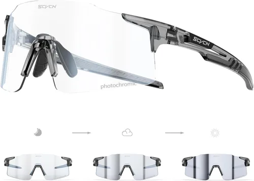 Miniatura 12 de SCVCN Fotocromático Ciclismo Gafas Deportivas Gafas de sol Hombres Mujeres Claro Bicicleta MTB UV400 Protección TR90 Frame Bike 01 Marco negro