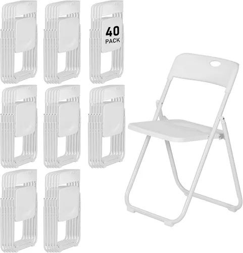 Miniatura 19 de Sillas plegables de plástico negro, paquete de 6, silla plegable ligera con capacidad de 350 libras, marco de metal fácil de plegar y almacenar
