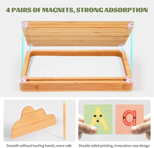 Miniatura 2 de AtMini Bandeja de arena para el aula, bandeja de arena Montessori de madera con tapa para niños que escriben letras y números, imprescindible