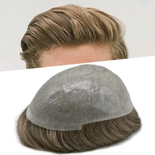 Miniatura 23 de Super Thin Skin Mens Toupee 0.001 in - Sistema de cabello de piel ultrafina para hombres, cabello humano negro, marrón, rubio, gris, peluca