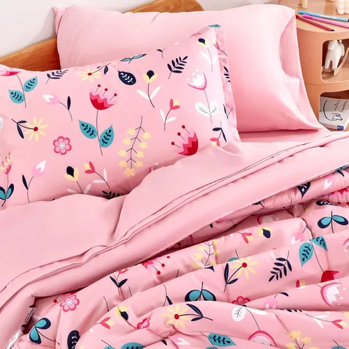 Miniatura 3 de SLEEP ZONE - Juego de edredón de 5 piezas tamaño Individual para niños, estampado suave, con edredón, sábanas y fundas para cojín y almohada, diseño
