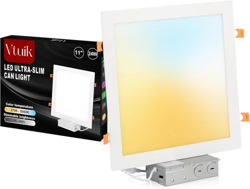 Miniatura 10 de Paquete de 2 luces LED empotrables cuadradas de 8 pulgadas, 5CCT seleccionables para remodelación de cocina, luz descendente delgada sin lata IC