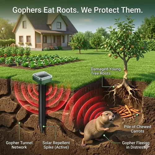 Miniatura 3 de 2026 8Pack Mole Repellent Solar Powered Sonic Gopher Repellent Stakes for Lawns,IP65 Waterproof Ultrasonic Mole Repellent for Lawns,Sonic Chipmunk