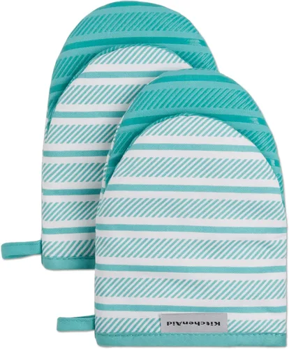 Miniatura 9 de KitchenAid Albany - Juego de 2 manoplas para horno mini, color pistacho, 5.5 x 8 pulgadas