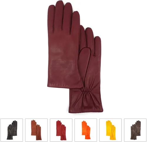 Miniatura 2 de Guantes de piel de cordero de napa para mujer con forro de cachemira cálido